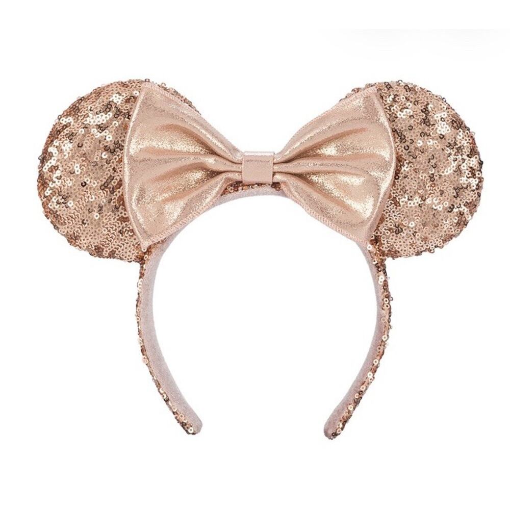 Tokyo Disney Resort Rose Gold Minnie Mouse Ear Headband with Sequin Bow